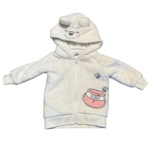 Disney Baby White Winnie The Pooh Soft Zip Front Jacket Size 3 Months